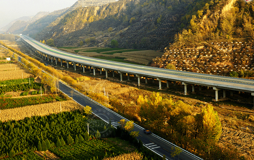 高速公路两旁秋景如画